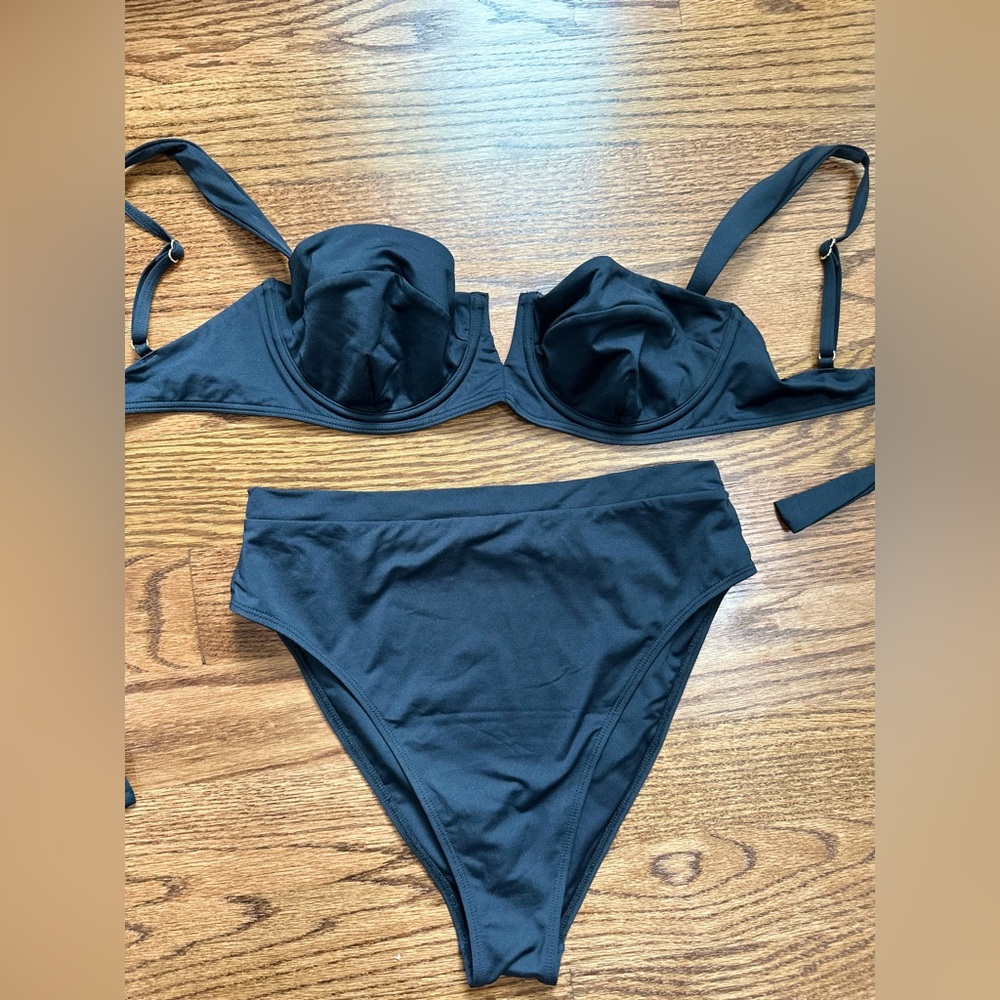 Monday Swimwear Clovelly Black Top & Bottom High Waisted Set